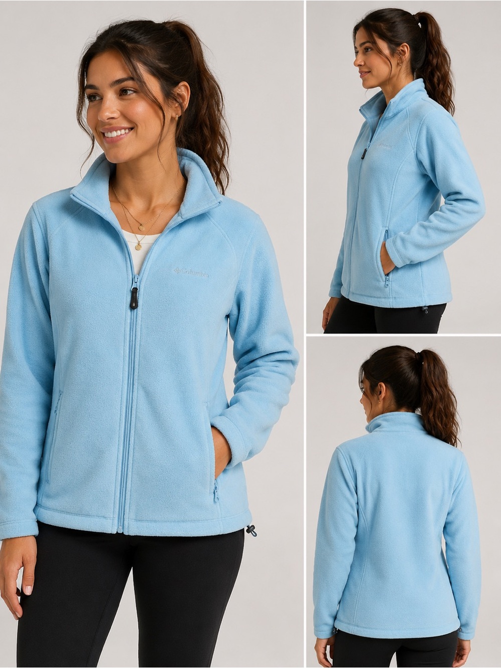 Columbia Women’s L Light Blue Full Zip Fleece Jacket Outdoor